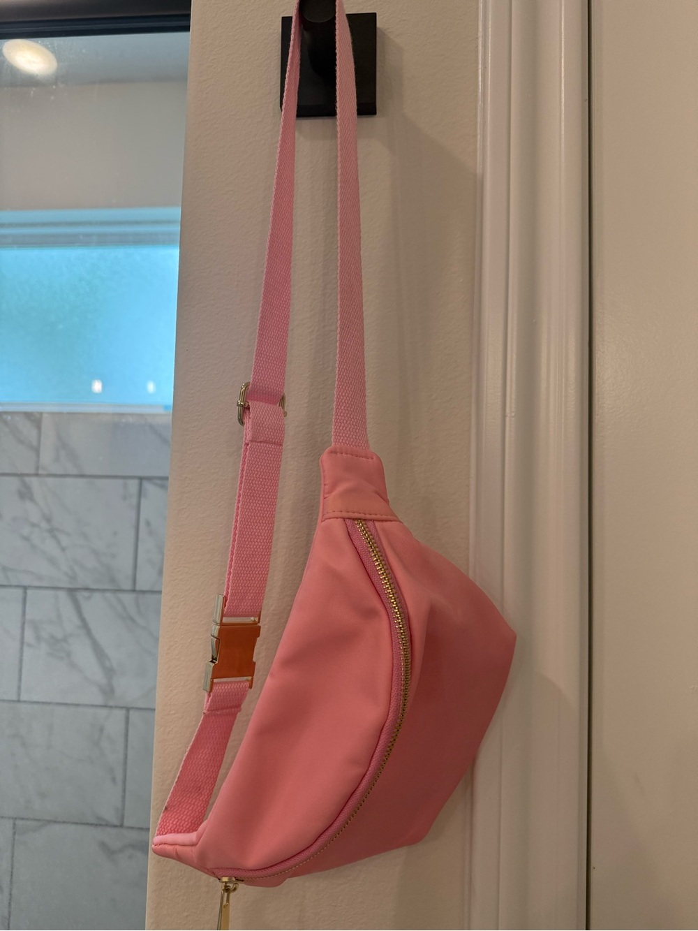 Pink Women’s Crossbody Belt Bag - Casual Hands-Free Fanny Pack